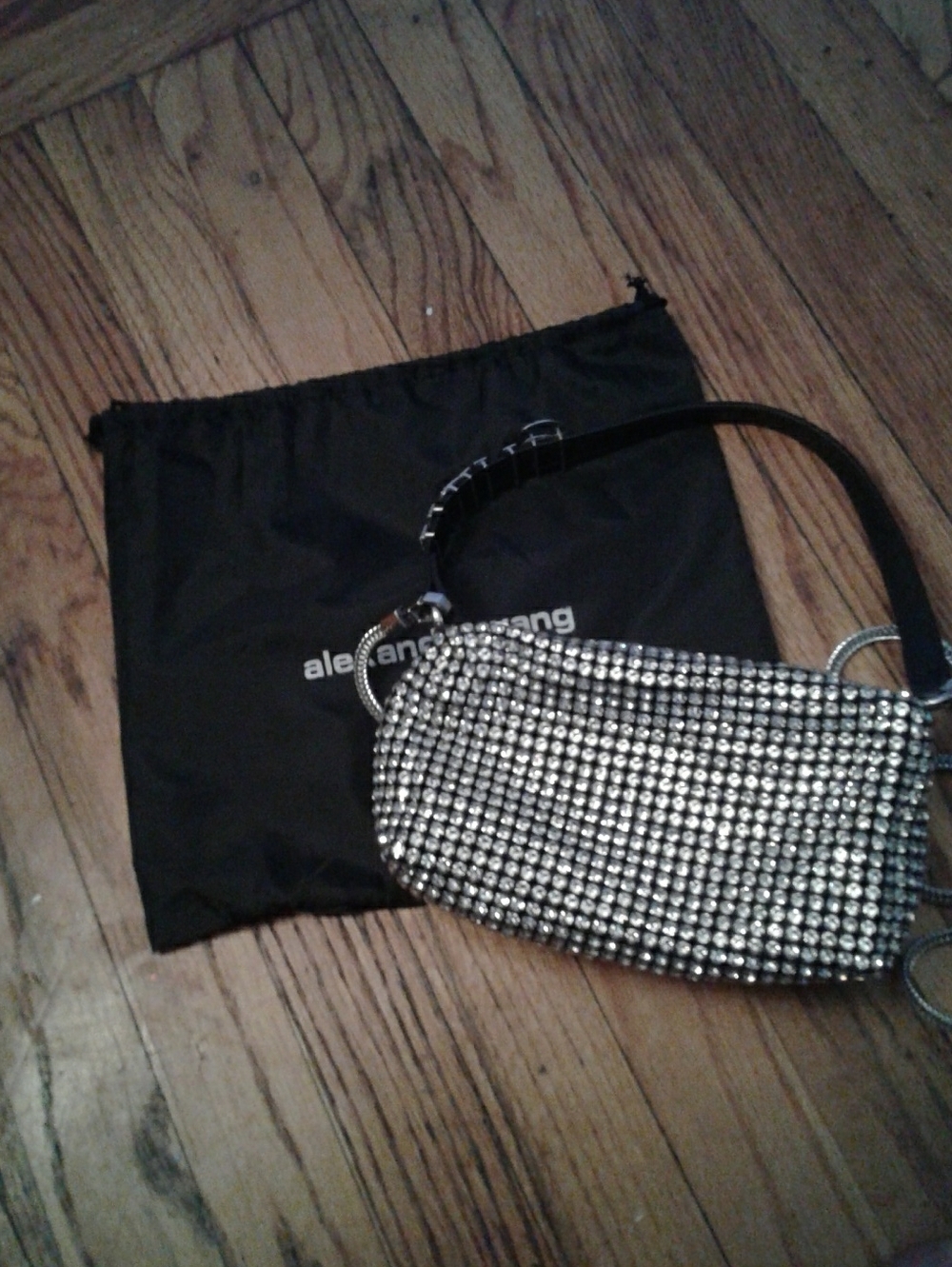 ALEXANDER WANG HEIRESS SILVER AND BLACK RHINESTONE BAG NEW - Picture 5 of 6